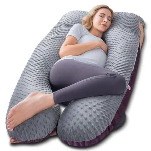 Miniatura 12 de Meiz - Almohada de embarazo, almohadas refrescantes de embarazo para dormir, almohada de embarazo de cuerpo completo con funda reversible de jersey