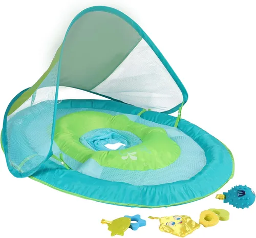 Swimways Primavera Flotador Sun Canopy Incluye 5 ata juguetes para bebés y reutilizable bolsa de transporte