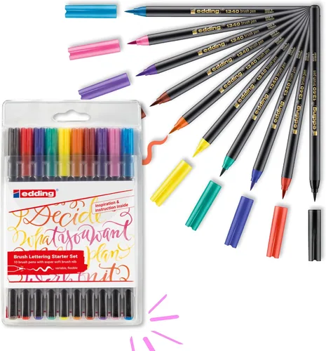 edding 1340 Juego de bolígrafos de pincel, 10 colores