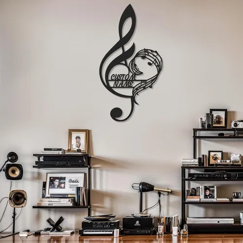 Miniatura 9 de Letrero de guitarra personalizado de metal, letrero de apellido con tema musical personalizado, decoración moderna para sala de música, letreros