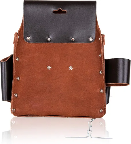 Miniatura 4 de Bolsa de herramientas de cuero de grano completo de LAUTUS Para electricista/contratista, bolsa eléctrica 10 bolsillos 100% cuero marrón oscuro