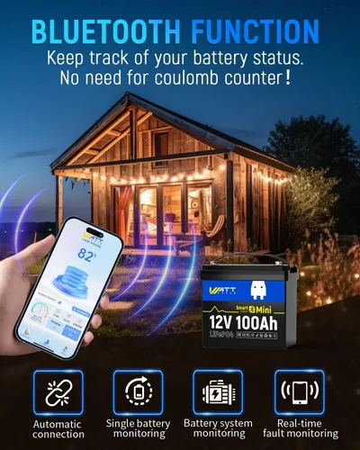 Miniatura 2 de Mini batería de litio LiFePO4 de 12 V 100 Ah con Bluetooth, grupo 24 de BCI, BMS de 100 A inteligente, hasta 15 000 ciclos, monitoreo a través