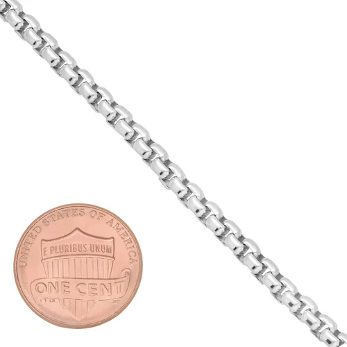 Miniatura 2 de The Bling Factory 3.5mm Solid .925 Sterling Silver Square Box Chain Necklace