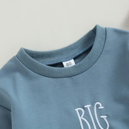 Miniatura 4 de Big Brother Little Sister Conjuntos a juego para bebé, sudadera de manga larga de color sólido para otoño e invierno