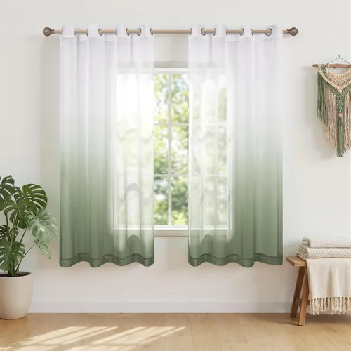 Miniatura 10 de KOUFALL - Cortinas negras de 63 pulgadas de largo para dormitorio, juego de 2 paneles con ojales, cortinas semitransparentes de imitación de lino