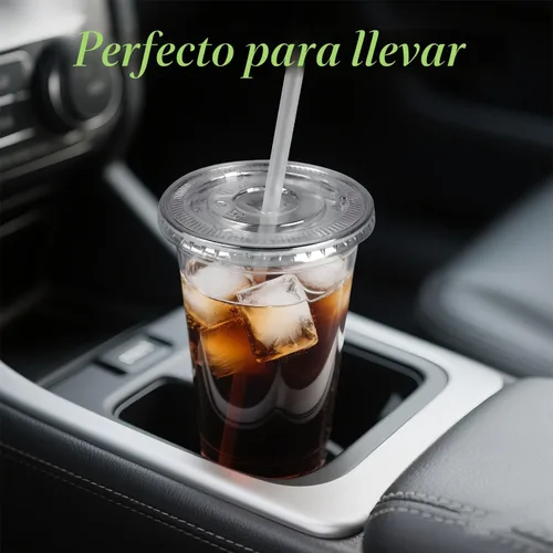 Miniatura 4 de Ginkgo Vasos de plástico transparente de 32 onzas con tapas y pajitas jumbo, desechables para llevar, tazas de café helado para batidos, té