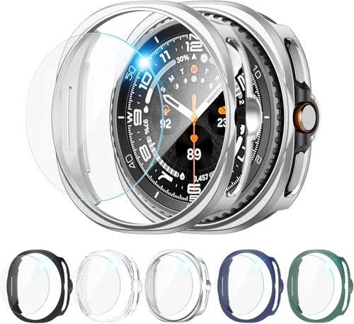 Miniatura 13 de Paquete de 2+2 protectores de pantalla para Galaxy Ultra Watch de 1.772 pulgadas, película protectora de vidrio templado HD con funda protectora