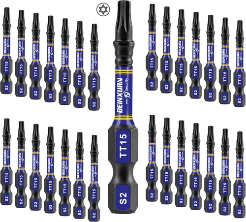 Miniatura 11 de Geinxurn Juego de brocas de destornillador magnético de impacto de seguridad T15 de 2 pulgadas, juego de brocas de potencia de cabeza Torx #15 de 51