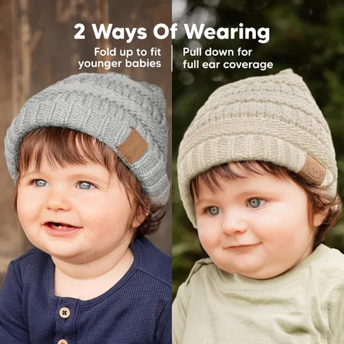 Miniatura 75 de KeaBabies 3-Pack Baby Beanies for Boys, Girls - Stretchy Knit Baby Hats, Cute Newborn