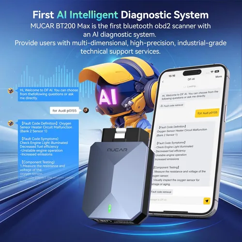 Miniatura 2 de MUCAR Actualización de por vida Bluetooth del escáner OBD2 asistido por AI, BT200 MAX compatible con ELM327, todos los sistemas OBD2 herramienta