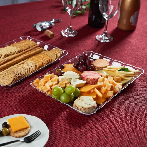 Miniatura 2 de Plasticpro - Bandejas de plástico para servir, rectangulares, 9 x 13 pulgadas, plato desechable para fiesta, incluye 4 bandejas Transparente