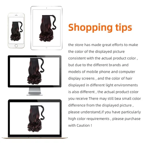 Miniatura 5 de Extensión de cola de caballo ondulado, con clip negro, 16 pulgadas, 4.2 onzas, extensiones de cabello sintético envolvente, aspecto real, peluca