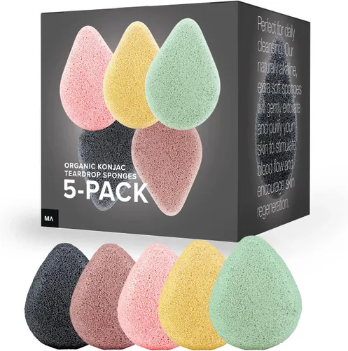 Minamul Konjac - Juego de esponjas faciales orgánicas exfoliantes, exfoliantes faciales suaves diarios, cuidado de la piel, seguro para pieles