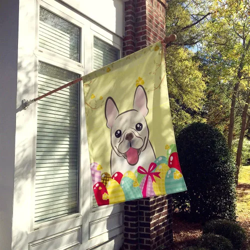 Miniatura 2 de Caroline's Treasures BB1920CHF - Bandera de caza de huevos de Pascua con diseño de bulldog francés, para casa, gran porche, para colgar en la pared