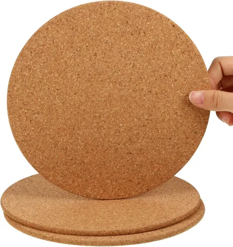 Boao 3 salvamanteles redondos de corcho para platos calientes, posavasos gruesos de alta densidad, posavasos de corcho absorbente de madera para