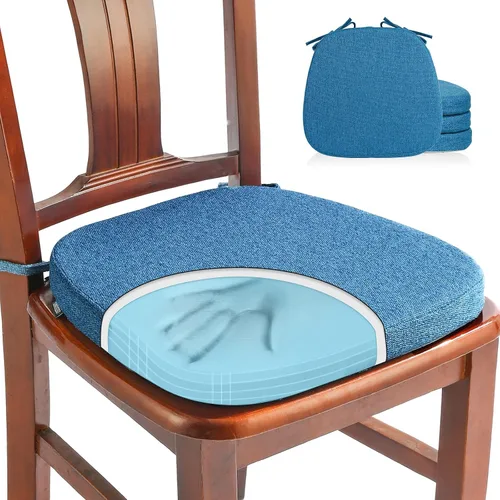 Miniatura 17 de SINOSSO Paquete de 4 cojines de espuma viscoelástica para sillas de comedor, tela tejida amigable de 16 pulgadas en forma de U, cómodas almohadillas