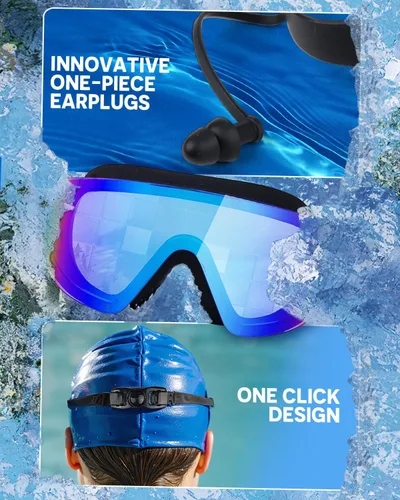 Miniatura 6 de Zoomsnail Swim Goggles 2 Pack, Rimless Wide View Swimming Goggles for Adult, Anti-Fog UV Leaking Pool Goggles for Men Women azul y Silver