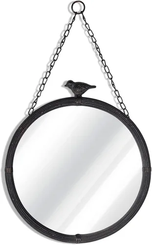NIKKY HOME Espejos Colgantes Pequeños Decorativos de 11.2", Espejo de Pared Montado con Marco de Metal Redondo Rústico Vintage, Decoración con Negro