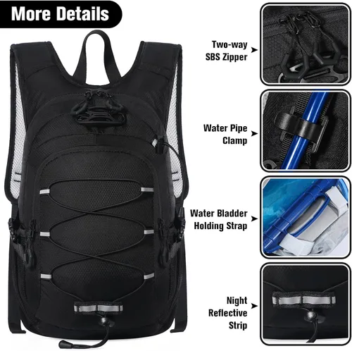 Miniatura 5 de Mochila de senderismo para niños de 12 litros, mochila de hidratación pequeña, mochila de campamento impermeable para niños 5-10, sin vejiga de agua