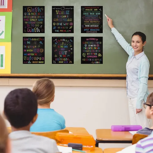 Miniatura 6 de Faccito 12 pósteres inspiradores de matemáticas para aula, 10 x 12 pulgadas, carteles educativos de matemáticas positivas motivacionales