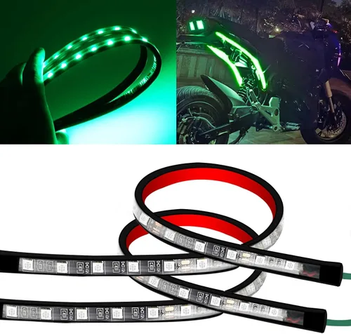 Luz LED Flexible para Motocicleta Atmósfera Tiras de Luces de Neón LED de 12V Tira de Luz Trasera de Freno LED Bajo el Tablero Iluminación de Parada