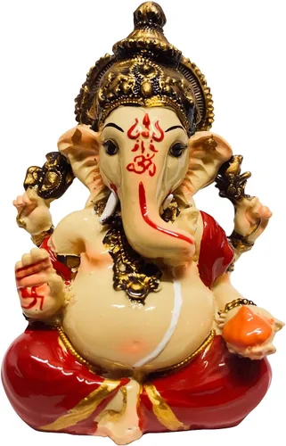 Miniatura 7 de Estatua decorativa de Lord Ganesha, ídolo de Dios hindú con acabado dorado, ídolo para habitación Pooja, estatua para decoración del hogar