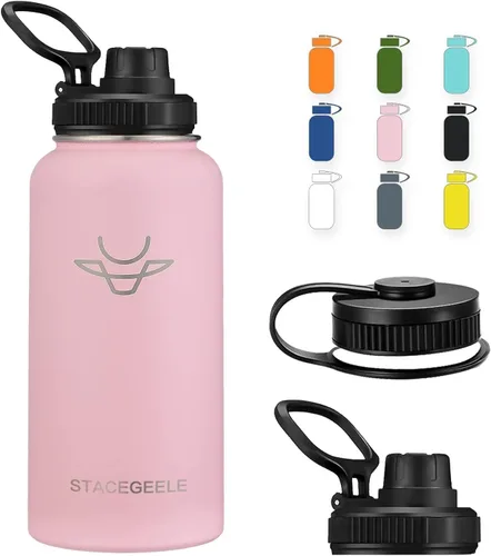 Miniatura 2 de Botella de agua aislada al vacío con tapa de boquilla y rosca en la parte superior, termo de acero inoxidable para niños, a prueba de fugas, ligera