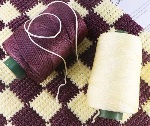 Miniatura 4 de Cordón de hilo artístico de 14.11 oz, hilo de poliéster color burdeos, para tejer macramé, bolsas de ganchillo, canasta de ganchillo, sombrero