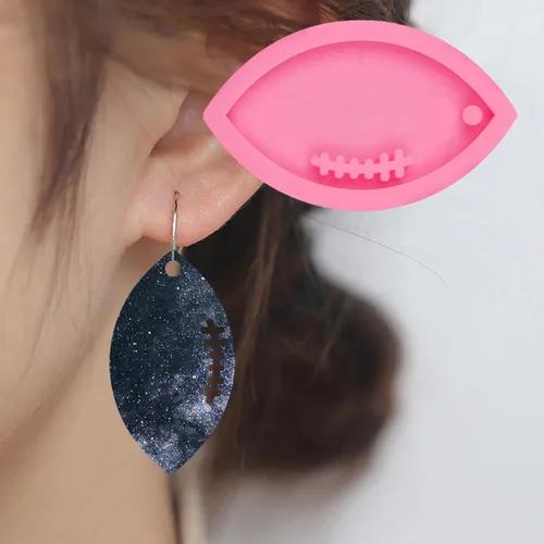 Miniatura 4 de Molde de silicona de béisbol para llavero de pelota deportiva, 6 unidades, cascos de voleibol de fútbol, megáfono, camiseta de resina, moldes