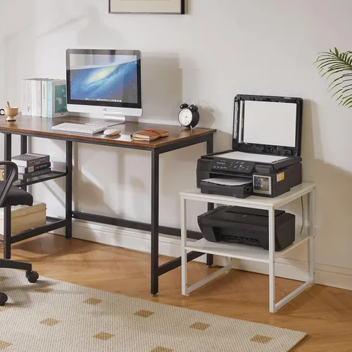 Miniatura 2 de Aibiju Mesa auxiliar grande para sala de estar, soporte de mesa pequeño de 20 pulgadas, mesa de impresora con estante ajustable, mesa de café Blanco