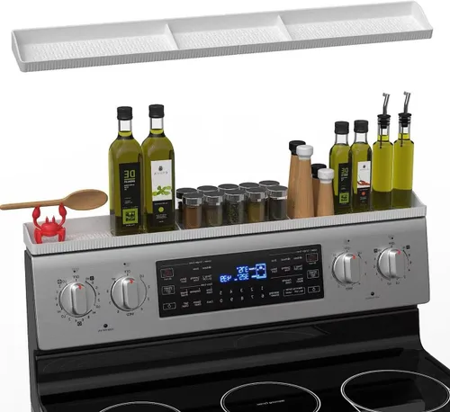 Miniatura 12 de Estante superior magnético de silicona de 30 pulgadas para cocina, organizador de especias magnético fuerte resistente al calor para horno sobre