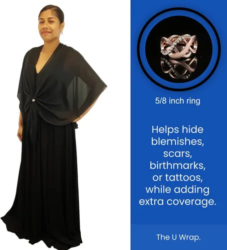 Miniatura 3 de eXcaped Conjunto de chal de noche para mujer y anillo de oro rosa, capa de gasa transparente