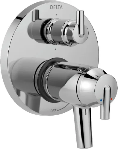 Miniatura 4 de DELTA FAUCET T27T859, cromo Trinsic Contemporary TempAssure serie 17T Moldura de válvula con desviador integrado de 3 ajustes Cromado
