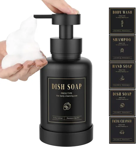 Miniatura 15 de Luxspire Dispensador de jabón espumoso, dispensador de jabón con bomba de espuma de vidrio, dispensador de jabón de manos antideslizante con 5