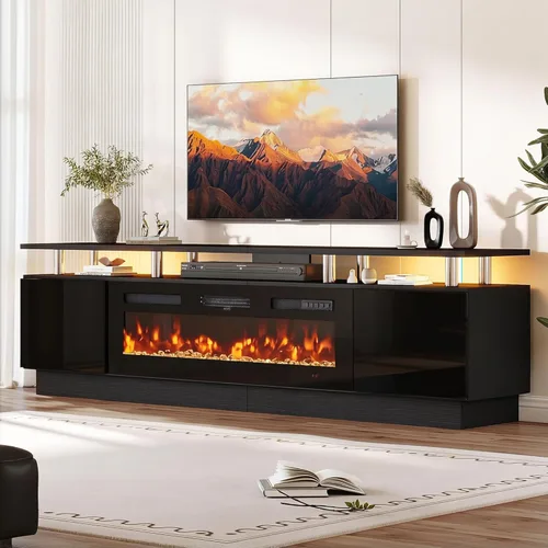Miniatura 21 de oneinmil 70" Fireplace TV Stand for Living Room, Electric Fireplace Entertainment Center with Dual LED Lights & Storage Cabinets, Fits TVs up to