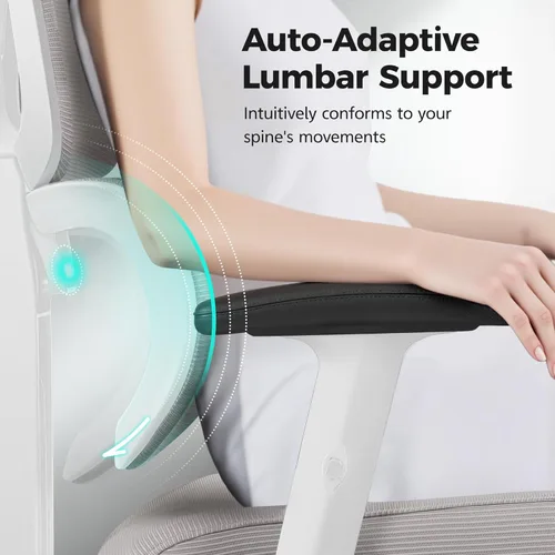 Miniatura 5 de Silla de Oficina Ergonómica de Respaldo Alto Silla de Escritorio con Soporte Lumbar, Silla de Computadora de Malla Transpirable con Reposabrazos Gris
