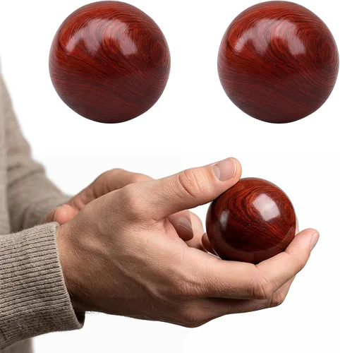 Miniatura 15 de Healifty Bolas de masaje de mano, paquete de 2 bolas de ejercicio de mano de madera de 1.96 pulgadas para estimulación muscular de mano, alivio