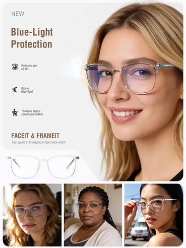 Miniatura 3 de ANYLUV Gafas de luz azul para mujeres y hombres, lentes de bloqueo de luz azul para mujer, anteojos de computadora antifatiga ocular Transparente