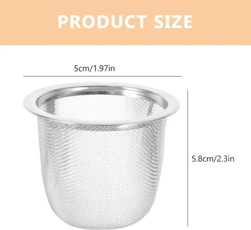 Miniatura 2 de Tofficu Filtro de malla de filtro de té de acero inoxidable para té de hojas sueltas Inserto de malla fina para elaboración casera de 2.28 pulgadas