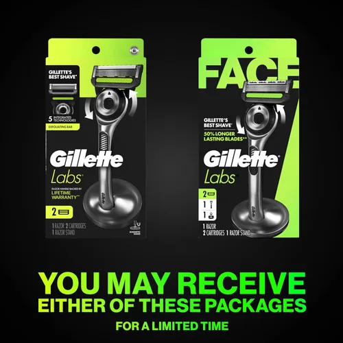Miniatura 2 de Gillette Labs - Maquinilla de afeitar para hombre, incluye 1 mango, 2 repuestos de cuchilla de afeitar, 1 soporte magnético de alta calidad Plateado
