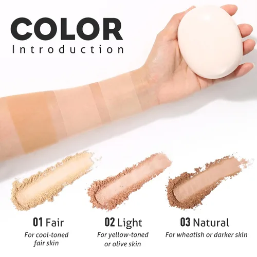 Miniatura 2 de UCANBE Polvo facial prensado 2 en 1 y maquillaje de base, polvo de ajuste impecable con control de aceite mate, maquillaje coreano, polvo de acabado