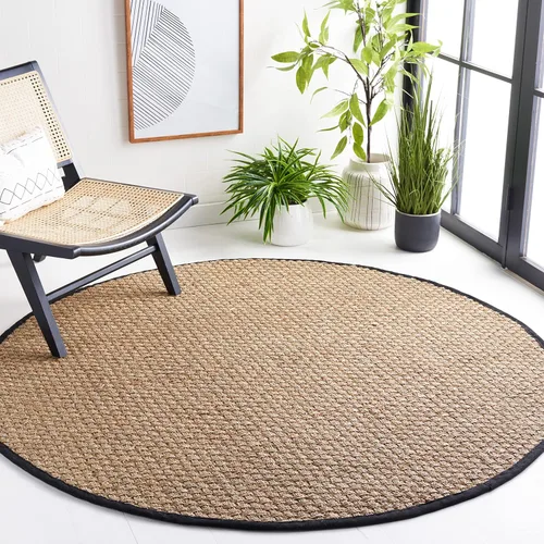 Miniatura 171 de Safavieh Natural Fiber NF114P - Alfombra redonda de hierba marina, tejido de canasta, con borde, de 244 cm, color gris Natural/ gris
