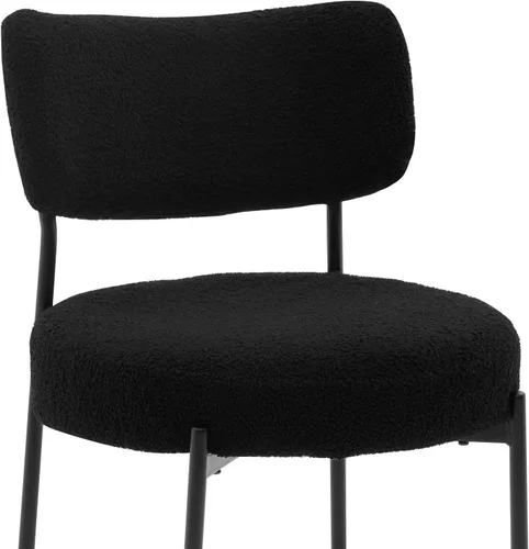 Miniatura 8 de Boucle - Juego de 2 sillas de comedor, modernas sillas de cocina tapizadas de mediados de siglo con respaldo curvado y patas de metal negro, sillas