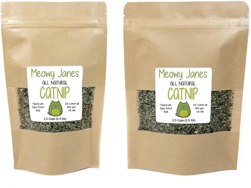 Miniatura 2 de Meowy Janes 1.5 tazas de hierba gatera de súper alta potencia con bola de juguete mullida, cultivada en Estados Unidos (2.5 tazas)