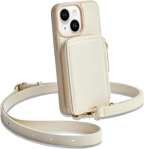 Miniatura 12 de ZVE funda tipo cartera bandolera para iPhone 13 Pro Max (6.7 pulgadas) y tarjetero con cremallera e interferencia de radiofrecuencia, monedero