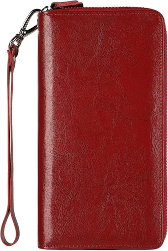 Miniatura 12 de Lavemi Pequeña cartera compacta para mujer, con bloqueo RFID, de piel auténtica, plegable, con ventanas de identificación