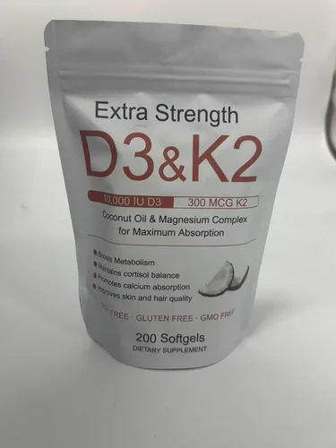 Miniatura 2 de Vitamina D3 K2 de 10000 UI, extra fuerte Wellness D3K2 con triple magnesio y aceite de coco para una máxima absorción, apoya la salud ósea e
