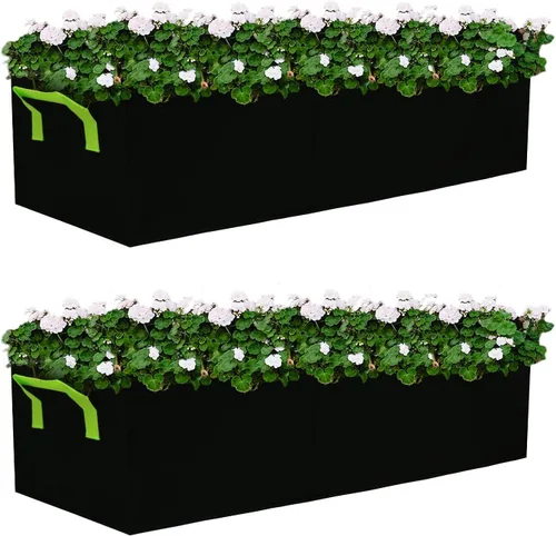 Miniatura 7 de Bolsas de cultivo de 15 galones, paquete de 2 unidades, 3 compartimentos, bolsas de plantación rectangulares elevadas, 14.11 oz de tela no tejida