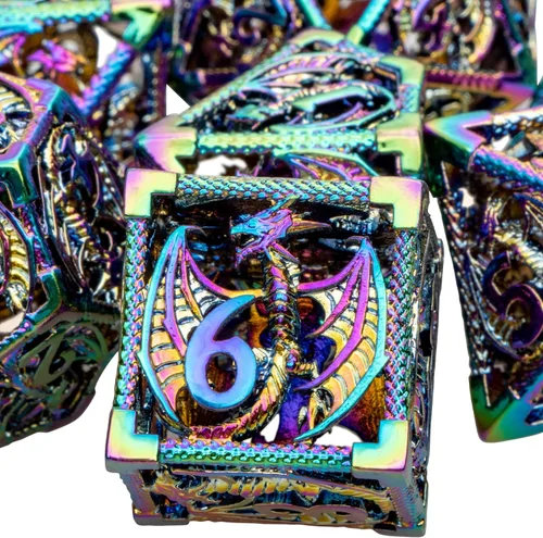 Miniatura 17 de ARUOHHA Juego de dados huecos de metal DND, dados D y D de oro antiguo, juegos de rol RPG, dados poliédricos con caja de regalo D20 D12 D10 D8 D6 D4