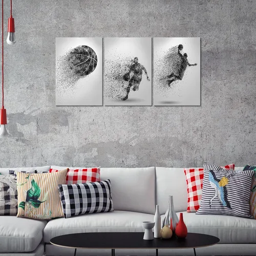 Miniatura 3 de Arte de lienzo para pared, silueta de partículas de baloncesto, póster de deportes, impresiones artísticas, pintura, cuadros enmarcados, obra